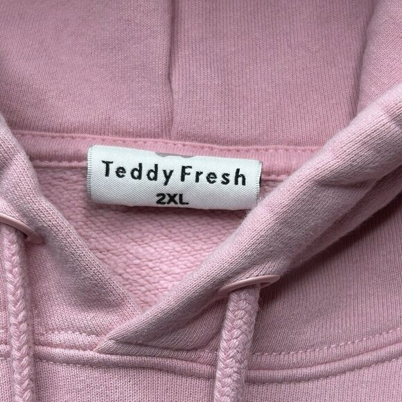 Teddy Fresh Hoodie Womens 2X Pink Embroidered Floral Bling Pullover Plus Size - Picture 4 of 14